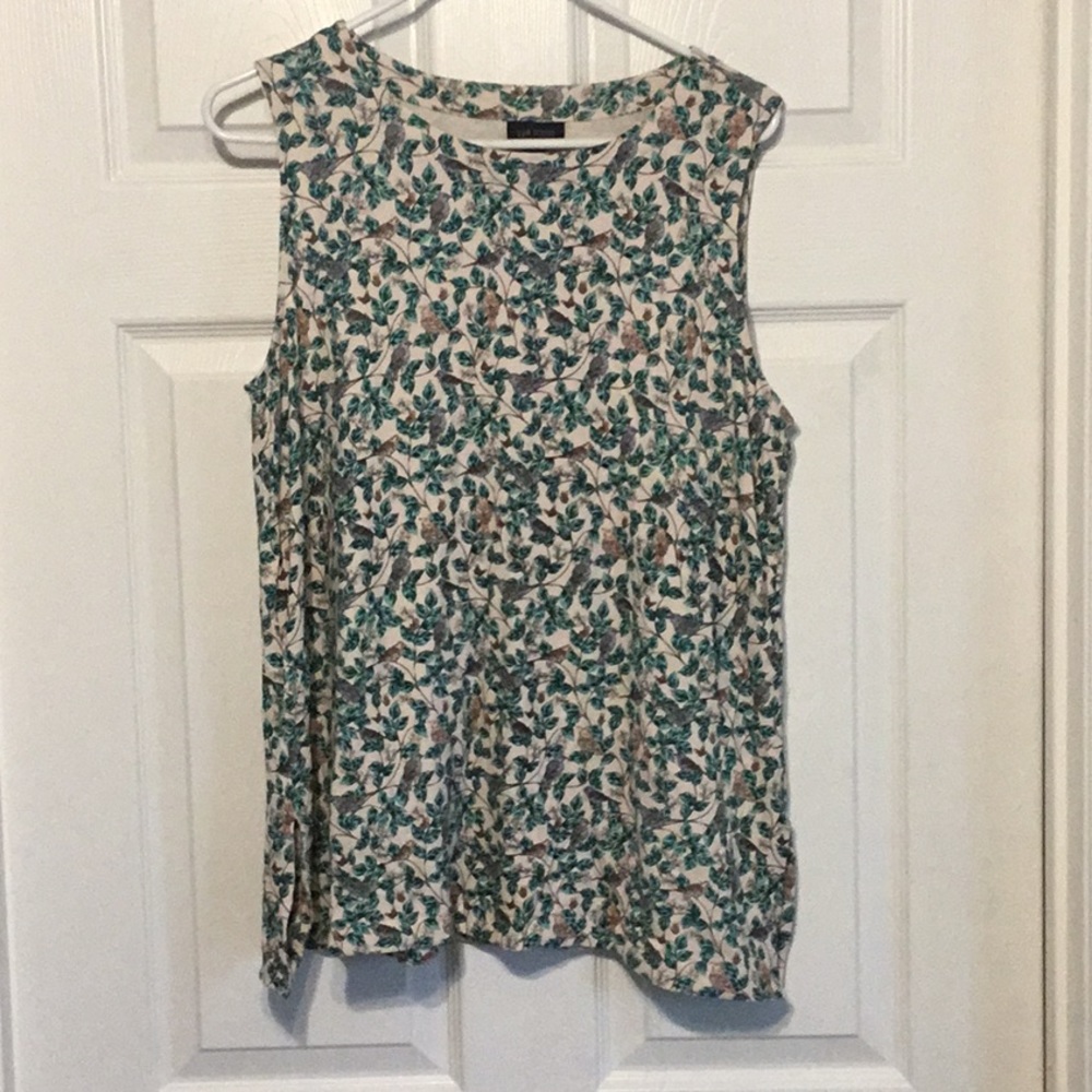 J.Jill Wearever Tank with Bird Pattern Petite L